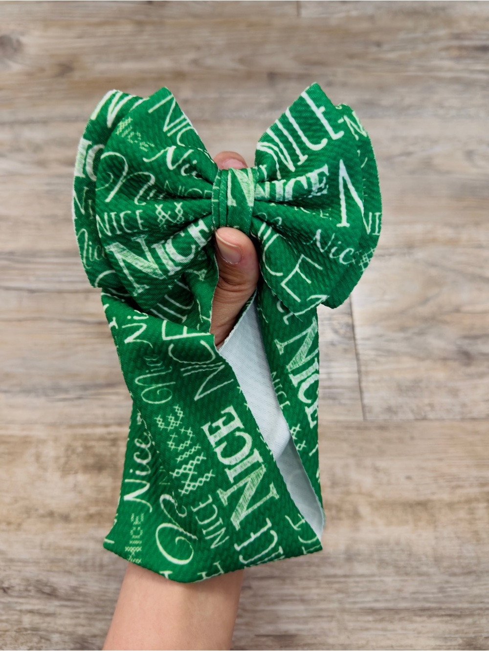 Baby Girl Green Christmas Bow Headband NB-3M Bullet Fabric
